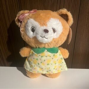 Bear Plush NWT 8” Brown White Stuffed Animal Pineapple Dress Pink Bow Yuan Yuan
